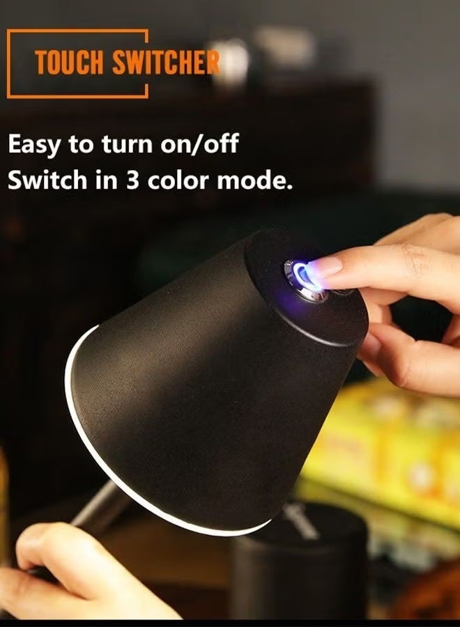 Hylumen LED Cordless Table Lamp Rechargeable Desk Lamp 3000mAh Battery 3 Color Stepless Dimmable Touch Control Portable Night Light for Bedroom Restaurant Outdoor Black - Image 4